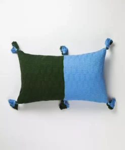 Archive New York Antigua Lumbar Pillow - Olive + Blue