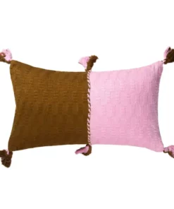 Archive New York Home Goods Antigua Lumbar Pillow - Baby Pink Colorblock
