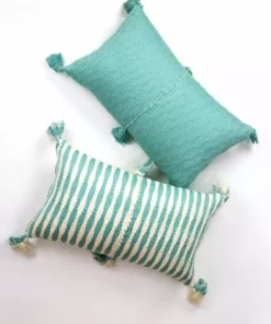 Archive New York Antigua Lumbar Pillow - Faded Aqua Striped