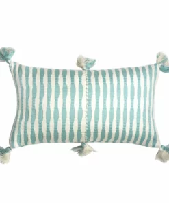 Archive New York Antigua Lumbar Pillow - Faded Aqua Striped