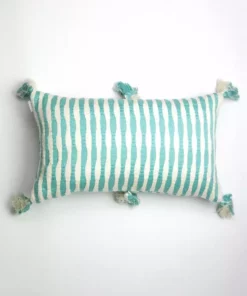 Archive New York Antigua Lumbar Pillow - Faded Aqua Striped 9 Archive New York Antigua Lumbar Pillow - Faded Aqua Striped