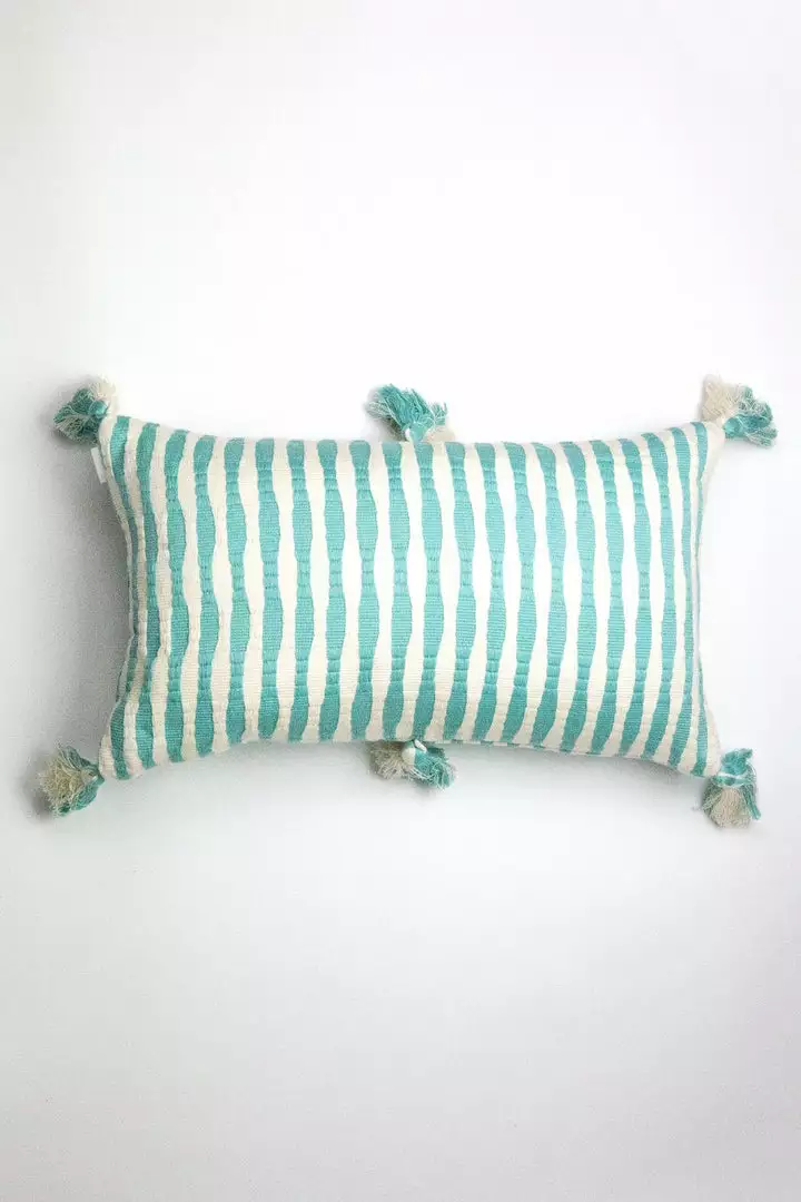 Archive New York Antigua Lumbar Pillow - Faded Aqua Striped 5 Archive New York Antigua Lumbar Pillow - Faded Aqua Striped
