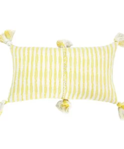 Archive New York Antigua Lumbar Pillow - Faded Yellow Striped Home Goods