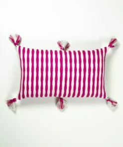 Archive New York Home Goods Antigua Lumbar Pillow - Fuchsia Pink Stripe