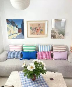 Archive New York Home Goods Antigua Lumbar Pillow - Fuchsia Pink Stripe