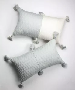 Archive New York Home Goods Antigua Lumbar Pillow - Natural White + Gray