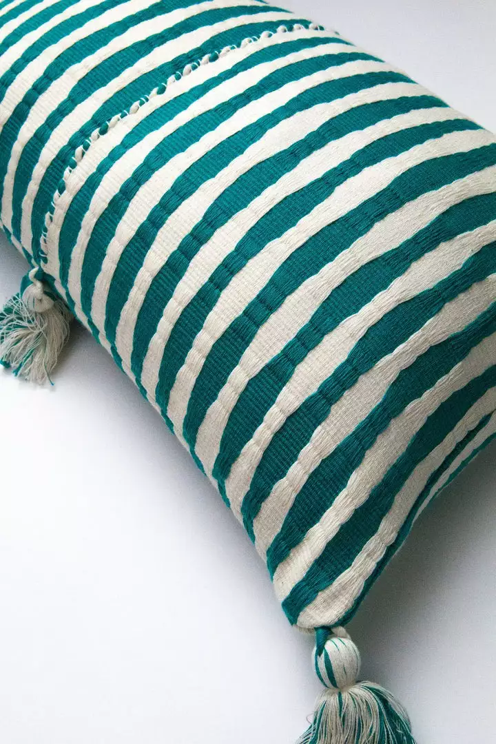 Archive New York Antigua Lumbar Pillow - Jade Striped 3 Archive New York Antigua Lumbar Pillow - Jade Striped