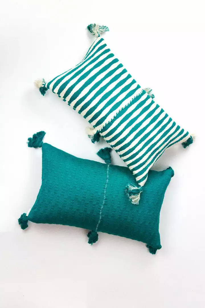 Archive New York Antigua Lumbar Pillow - Jade Striped 2 Archive New York Antigua Lumbar Pillow - Jade Striped