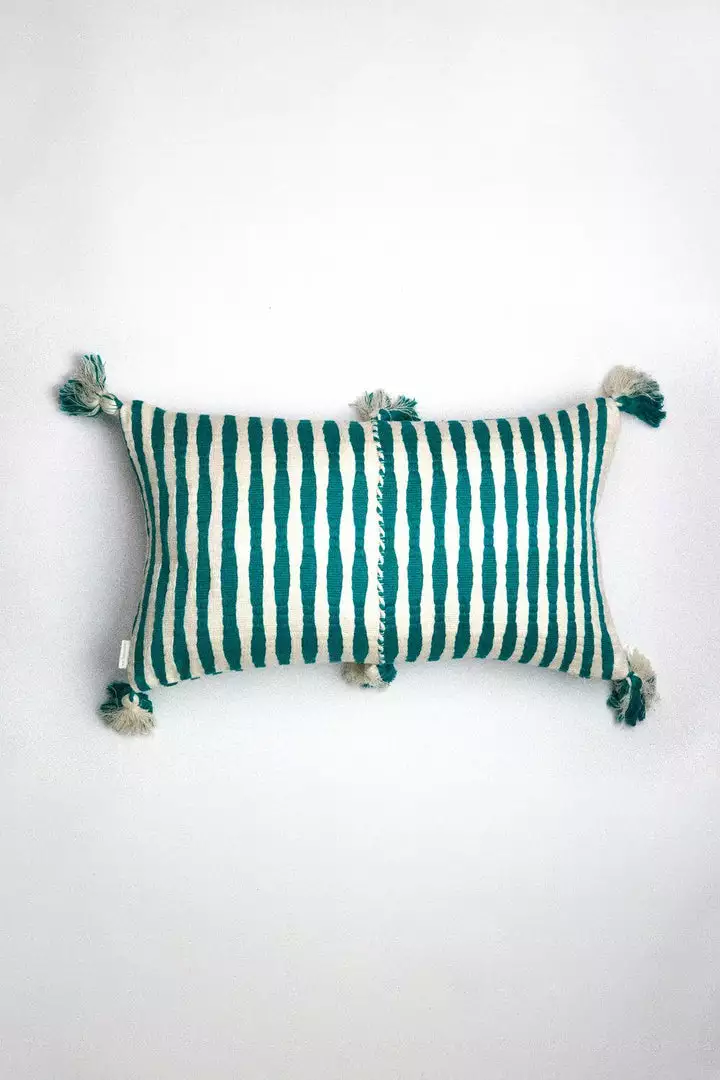 Archive New York Antigua Lumbar Pillow - Jade Striped 1 Archive New York Antigua Lumbar Pillow - Jade Striped