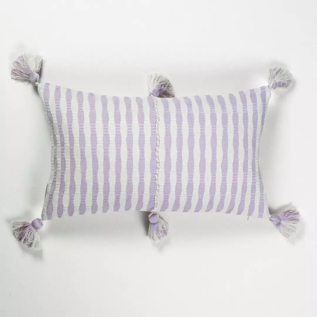 Archive New York Home Goods Antigua Lumbar Pillow - Light Lavender Stripe 1 Archive New York Home Goods Antigua Lumbar Pillow - Light Lavender Stripe