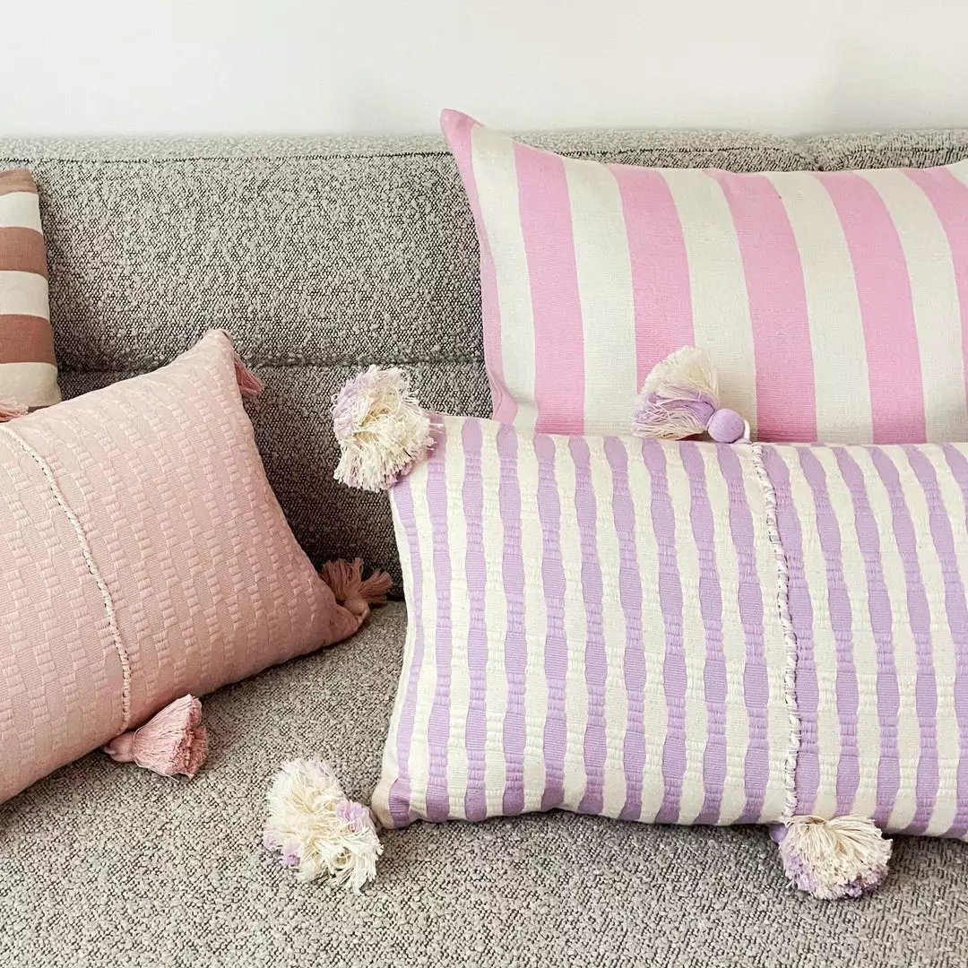Archive New York Home Goods Antigua Lumbar Pillow - Light Lavender Stripe 2 Archive New York Home Goods Antigua Lumbar Pillow - Light Lavender Stripe