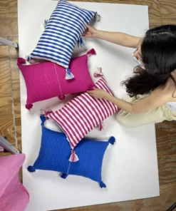 Archive New York Antigua Lumbar Pillow - Blue Stripe