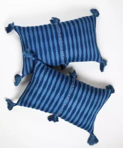 Archive New York Home Goods Antigua Lumbar Pillow - Natural Indigo Striped
