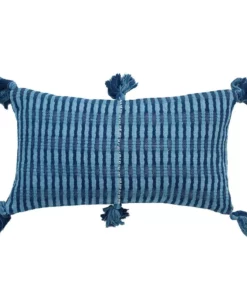 Archive New York Home Goods Antigua Lumbar Pillow - Natural Indigo Striped