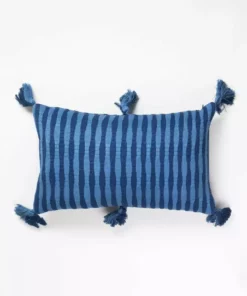Archive New York Home Goods Antigua Lumbar Pillow - Natural Indigo Striped