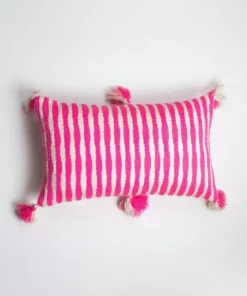 Archive New York Antigua Lumbar Pillow - Neon Pink Striped