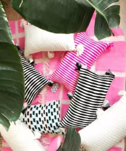 Archive New York Antigua Lumbar Pillow - Neon Pink Striped