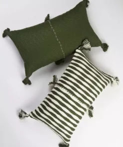 Archive New York Antigua Lumbar Pillow - Olive Striped Home Goods