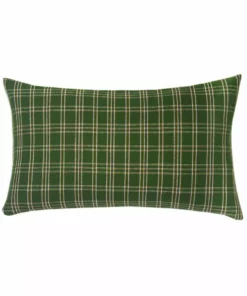 Archive New York Chiapas Plaid Lumbar Pillow - Forest Green