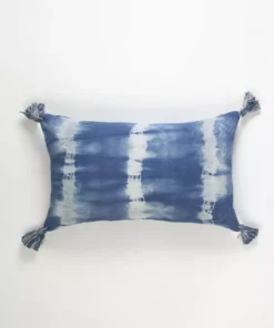 Archive New York Indigo Striped Shibori Lumbar Pillow Cover