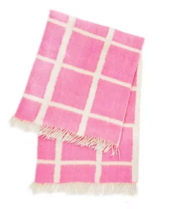 Archive New York Momos Grid Blanket / Rug - Natural White + Neon Pink