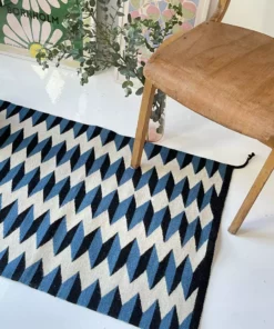 Archive New York Home Goods Teo Wool Rug - Blue + Black