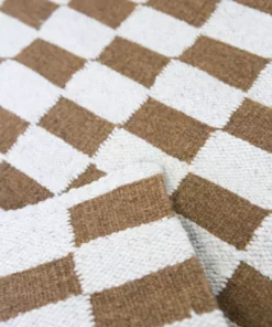 Archive New York Home Goods Zapotec Checkered Wool Rug - Umber + Ivory