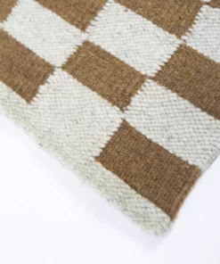 Archive New York Home Goods Zapotec Checkered Wool Rug - Umber + Ivory