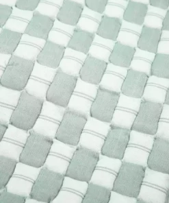 Archive New York Home Goods Quilted Suzani Throw Blanket - Light Sage Gray + White