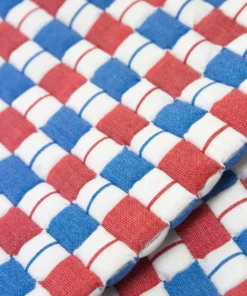 Archive New York Quilted Suzani Throw Blanket - Red + Blue