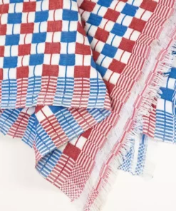 Archive New York Quilted Suzani Throw Blanket - Red + Blue