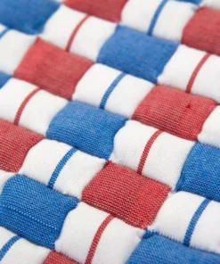 Archive New York Quilted Suzani Throw Blanket - Red + Blue