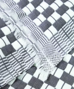 Archive New York Quilted Suzani Throw Blanket - Soft Black + White Home Goods