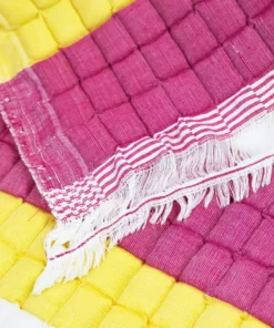 Archive New York Quilted Suzani Throw Blanket - Yellow + Pink Stripe 9 Archive New York Quilted Suzani Throw Blanket - Yellow + Pink Stripe