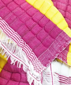 Archive New York Quilted Suzani Throw Blanket - Yellow + Pink Stripe 7 Archive New York Quilted Suzani Throw Blanket - Yellow + Pink Stripe