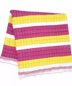 Archive New York Quilted Suzani Throw Blanket - Yellow + Pink Stripe