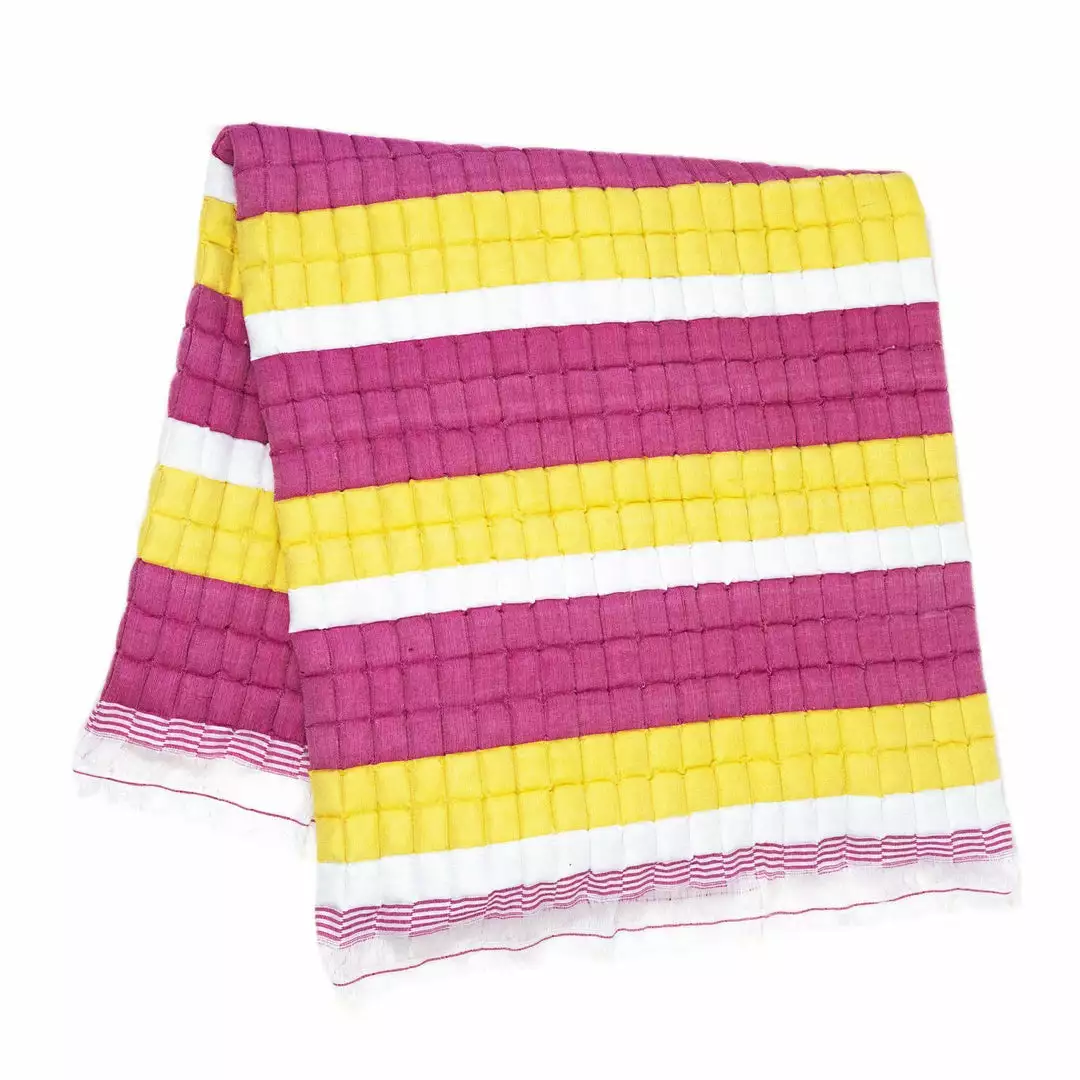 Archive New York Quilted Suzani Throw Blanket - Yellow + Pink Stripe 1 Archive New York Quilted Suzani Throw Blanket - Yellow + Pink Stripe