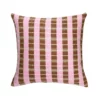 Archive New York Handcrafted Santiago Grid Throw Pillow - Baby Pink + Umber