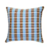 Archive New York Handcrafted Santiago Grid Throw Pillow - Blue + Umber