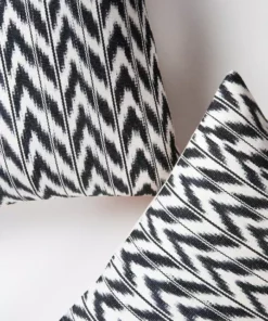 Archive New York Toto Ikat Throw Pillow - Black + White Handcrafted