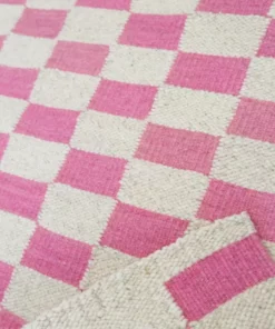 Archive New York Zapotec Checkered Wool Rug - Pink + Ivory 6 Archive New York Zapotec Checkered Wool Rug - Pink + Ivory