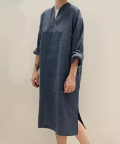 Area Home Long Linen Tunic - Charcoal