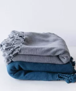 Amante Marketplace Arete Turkish Towel / Throw Blanket - Heather Gray