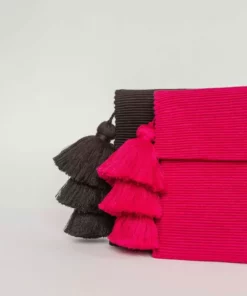 August Sage Ande Tassel Clutch - Classic Black