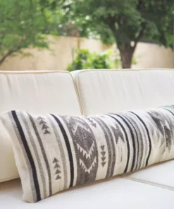 August Sage Mariposa Gris Wool Lumbar Pillow