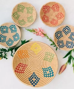 Azizi Life Boutique Bariku Woven Bowls - Brights