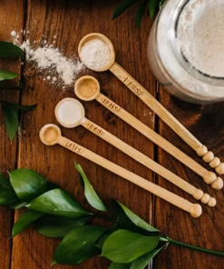 Azizi Life Best Sellers Lela Long Handle Wooden Measuring Spoon Set