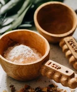 Azizi Life Home Goods Ruby Wooden Measuring Cup Set 10 Azizi Life Home Goods Ruby Wooden Measuring Cup Set