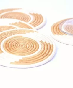 Azizi Life Woven Coaster Set - Tea + Natural White