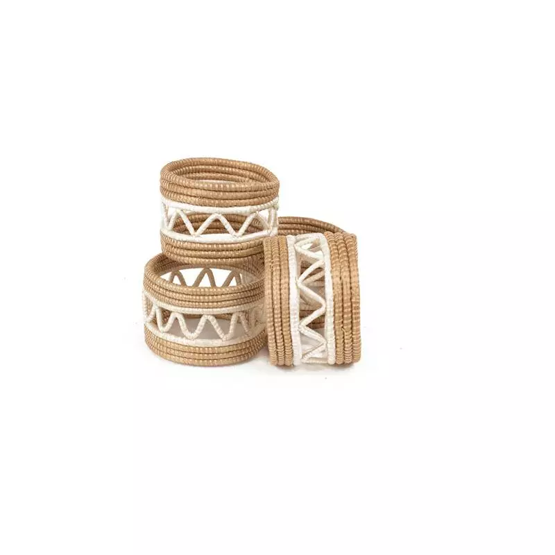 Azizi Life Woven Napkin Ring Set - Zig Zag Kitchen + Dining 1 Azizi Life Woven Napkin Ring Set - Zig Zag Kitchen + Dining